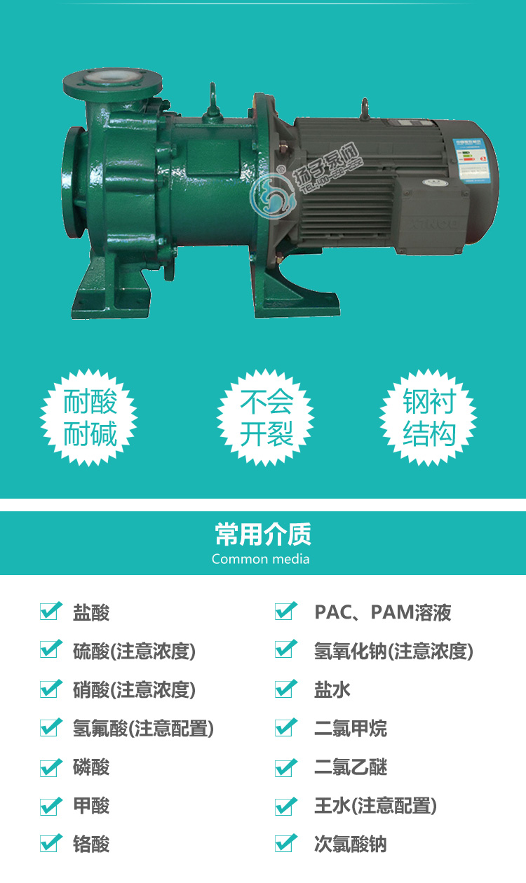 IMD氟塑料磁力泵輸送介質說明